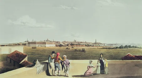 Allmän utsikt över Buenos Aires från Plaza del Toros, från pittoreska illustrationer av Buenos Aires och Montevideo, 1820