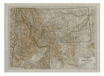 Karta över Idaho och Montana, USA, c1910-talet.