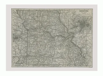 Karta över Missouri, USA, c1900-talet.