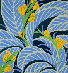 Blommor och bladverk, ca 1925 (pochoirtryck)