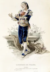 Figaro i "" The Marriage of Figaro"" - i "" Complete Works of Beaumarchais"", teckningar av Emile Bayard, red. Laplace Sanchez & cie, Paris