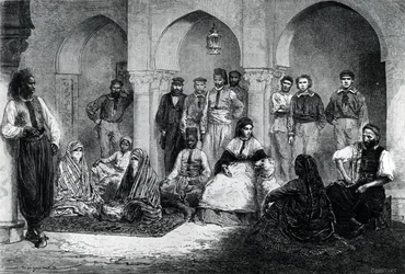Miss Tinne med sin huspersonal, Alger, illustration från 