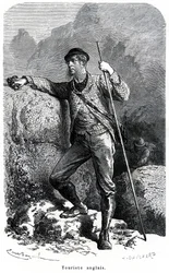 Porträtt av en engelsk turist av Émile Bayard - turism på 1800-talet - illustration ur boken "Folkens seder och karaktärer", utgåva från 1884