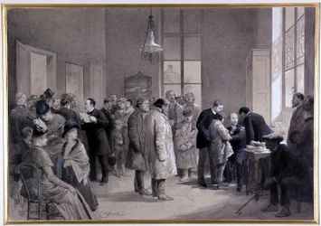 Scener av ympning i normalskolans laboratorium 1886 (ritning)