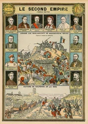 Andra riket 1852 till 1870 - tillfångatagandet av Malakoff 8 september 1855 - Solferinos seger 24 juni 1859 - Emile Ollivier, Baron Haussmann, Napoleon III, kejsar Eugenia, påven Pius IX, marskalk Niel, Victor Emmanuel (Victor II Emmanuel) o