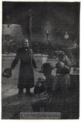 Champmathieu-fallet: Monsieur Madeleine avslöjar sin sanna identitet under rättegången mot en fattig man, Champmathieu, hans dubbelgångare, för att undvika att han döms i hans ställe: ”Jag är Jean Valjean” - Illustration av Emile Bayard (1837-1891) till