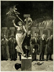 Victor Hugo, Les Chatiments, illustration av Emile Bayard. "" Det skulle vara ett misstag att tro att dessa saker/kommer att sluta med sånger och apoteoser""". Det sägs att denna evocation av framtiden orsakade fruktan för Napoleon 3.