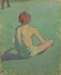 Pojke som sitter i gräset, 1886
