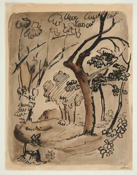 Landskap med träd, ca 1890-95 (penna och bläck på papper)
