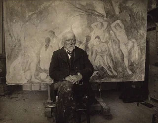 Paul Cézanne i sin ateljé i Les Lauves, 1904.
