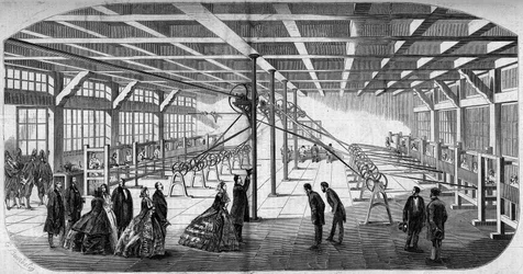 Invändig vy av herrarna Gaensly och Bernards diamantskärning nära barriären Maine 1859, under besöket av Napoleon III (1808-1873) och Impress Eugenie (Eugenie de Montijo)