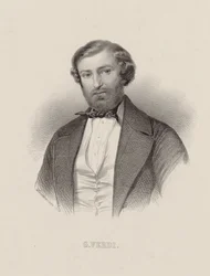 Porträtt av kompositören Giuseppe Verdi 1813-1901, ca 1860.