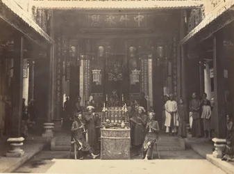 Religiös ceremoni i den kinesiska pagoden Cholen, Saigon, Cochin Kina, 1866.