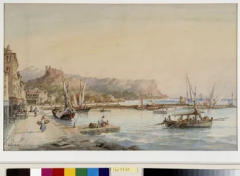 Utsikt över hamnen i Cassis Akvarell av Emile Henry (1822-1920) Fondation regards de Provence, Marseille