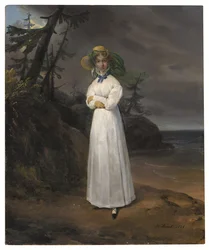 Porträtt av änkan Comtesse Jean-Henri-Louis Greffulhe i ett landskap