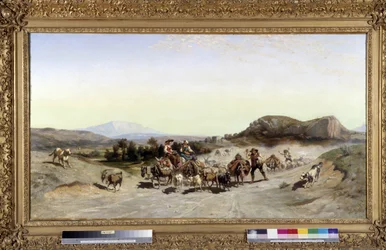 Sainte Victoire-berget och transhumance Målning av Emile Loubon (1809-1863) 1847 Mått 71x132 cm.