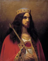 Porträtt av Childerik III, kung av Neustrien, Austrasien, Burgund och frankerna (död 754). Målning av Émile Signol (1804-1892), 1825-1850. Mått: 0.92 x 0.74 m. Versailles, slottsmuseum