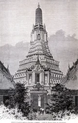 Portal av den stora Wat-Chan-pagoden, Bangkok. Teckning av Thérond.