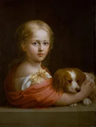 En tjej med en hund