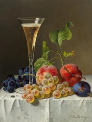 Stilleben med champagneglas.