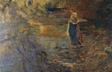 Laundress, av Emilio Gola (1851-1923)