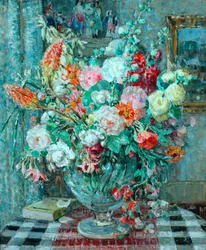 Blommor i en vas, ca 1931 (olja ombord)