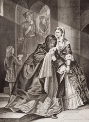 The Escape of Lord Nithsdale from the Tower, 1716, från `Illustrations of English and Scottish History
