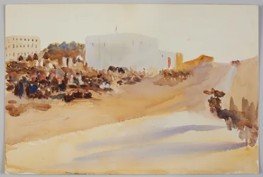Tangier. Omkring 1900. Blyerts och akvarell