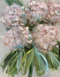 Måleriska rosa hortensior
