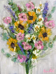 En färgsprakande blomsterbukett