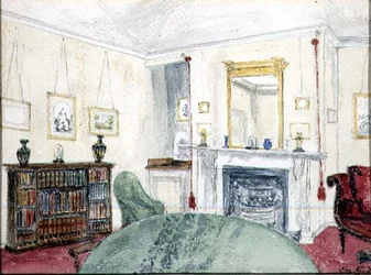 Parlor at Windermar, ca 1845 (akvarell på papper)