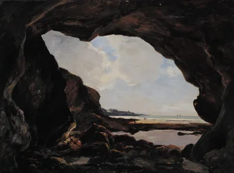 Cave of the Ris under den järnhaltiga klippan, Douarnenez, augusti 1876 (olja på duk)