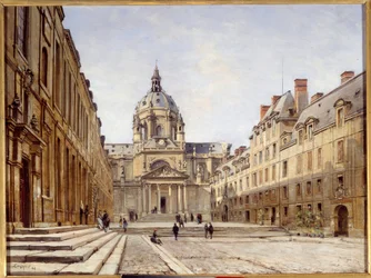 Hovet i gamla Sorbonne i Paris. Målning av Emmanuel Lansyer (1835-1893)