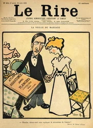 Dagen före bröllopet, tecknad film från omslaget till "Le Rire", 26 augusti 1899