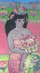 Klädd som Flora (olja ombord)