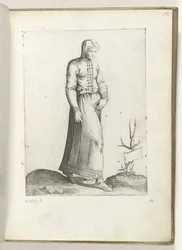 En kvinna i Spanien, klädd enligt mode från ca. 1550 Attityderna hos olika nationer i vår tid (serietitel)