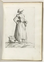 Behåll Galla eller Flandren. (titel på objekt) Servicebode uit Vlaanderen, klädd enligt mode från ca. 1550 Attityderna hos olika nationer i vår tid (serietitel)