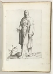 Spanien (titel på objekt) Vrouw i spanska kläder. ca. 1550 The Atttitudes of different Nations of Our Age (serietitel)