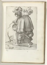 Tysk soldathustru (titel på föremålet) tyska soldatenvrouw, klädd enligt mode av ca. 1550 Attityden hos vår tids olika nationer