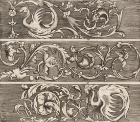 Tre friser med prydnadsblad, ca. 1541-43.