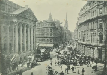 Mappin och Webb, Cheapside, från Mansion House som ser västerut, City of London, 1890