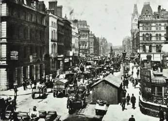 New Bridge Street, med utsikt över Ludgate Circus, City of London, 1890