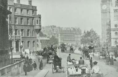 Parliament Square, Westminster LB: Broad Sanctuary med utsikt över Parliament Square, 1896