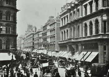 Fjäderfä, tittar västerut till Cheapside, City of London, 1890
