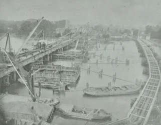 Putney Bridge: gräva fundament för ny bro, 1883