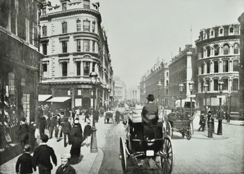 Queen Victoria Street, österut från Queen Street, City of London, 1890