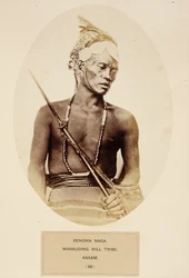 Rengma Naga, Marauding Hill Tribe, Assam, från The People of India, av J. Forbes Watson, publicerad 1868 (albumtryck)