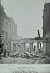 Strand, Westminster LB: Beaufort Buildings, brand damage, 1890