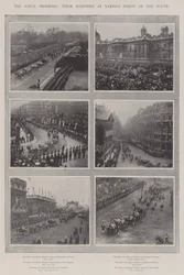 The Royal Progress, deras majestäter på olika ställen på rutten