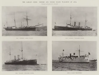 Samoanska krisen, brittiska och amerikanska krigsfartyg vid Apia